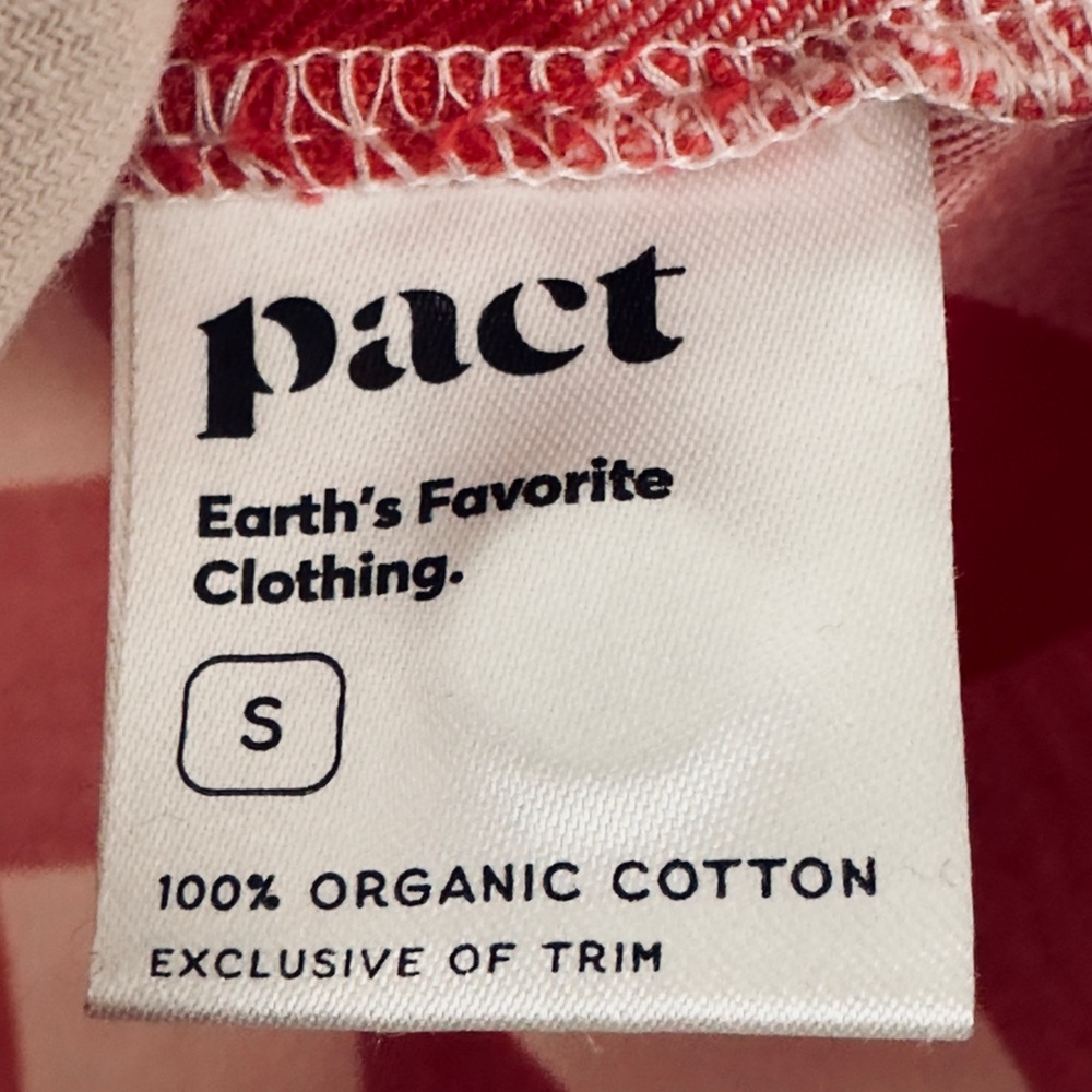 Pact Woman’s Gingham Red & White organic Cotton Mila Button Up Flannel Shirt NWT - Picture 7 of 9